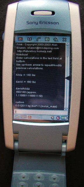 Photograph of Frink running on a real SonyEricsson P800 Smartphone