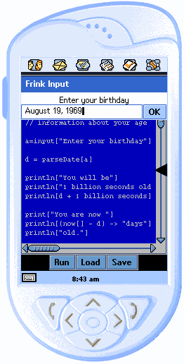 Programming mode running on a SonyEricsson P800 Emulator
