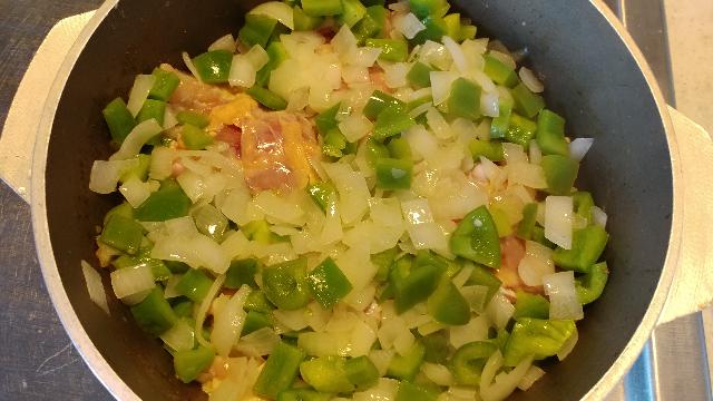 Chicken nestled into the vegetables